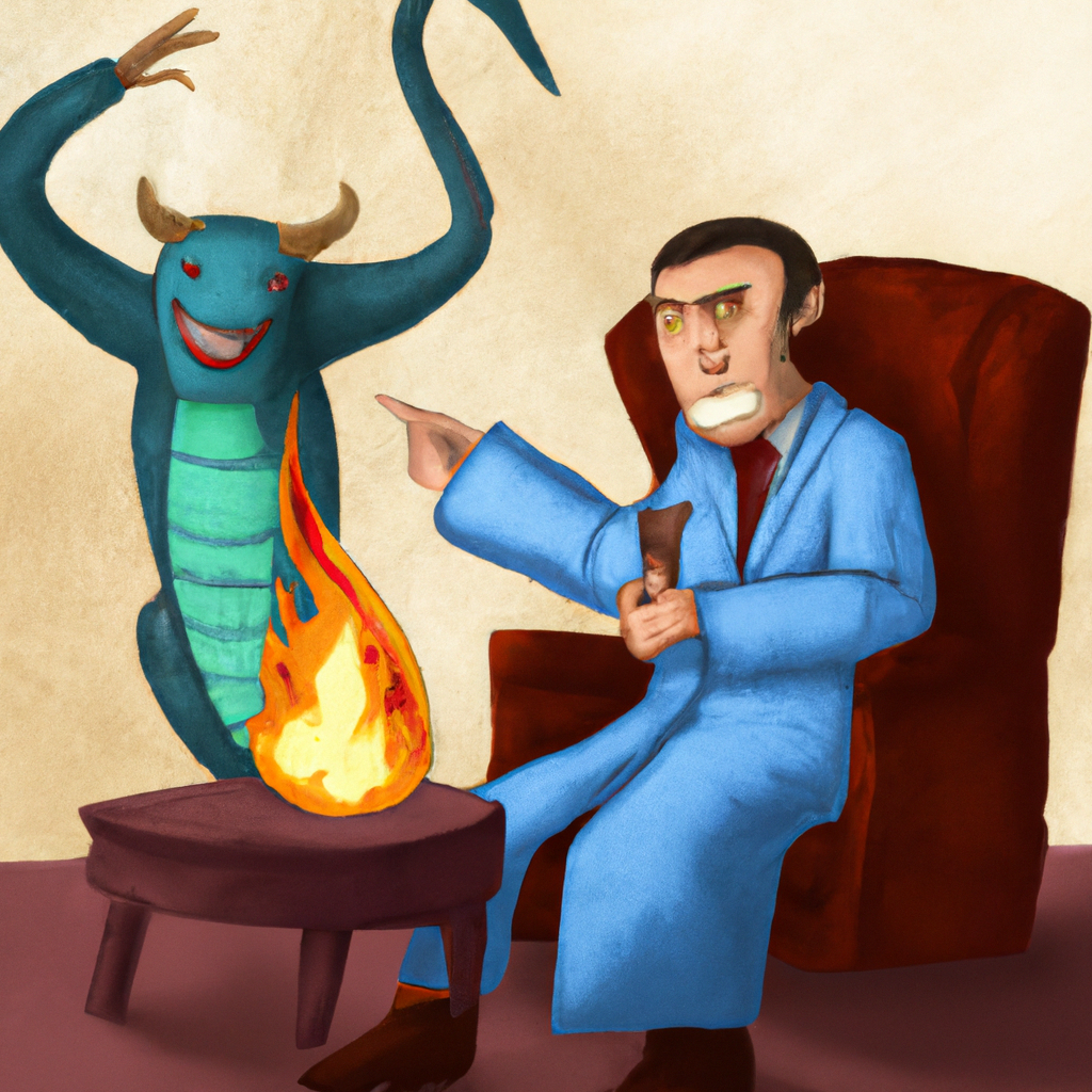 a digital drawing of a therapist destroying demons